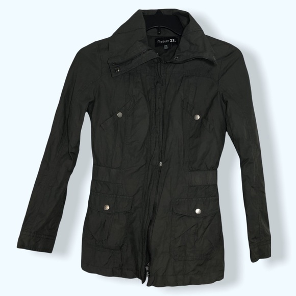 Forever 21 Olive Utility Jacket Sz Med - Picture 1 of 7